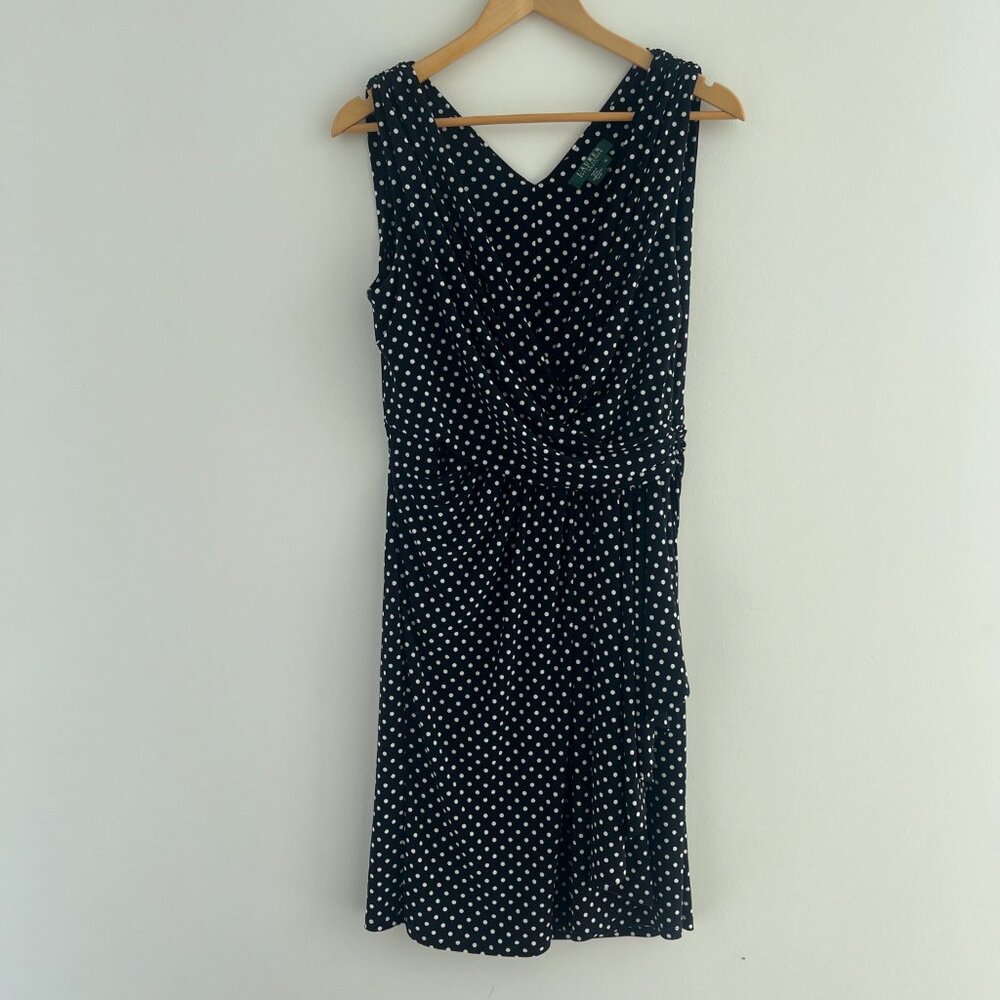 Lauren Ralph Lauren Black & White Polka Dot Midi Dress